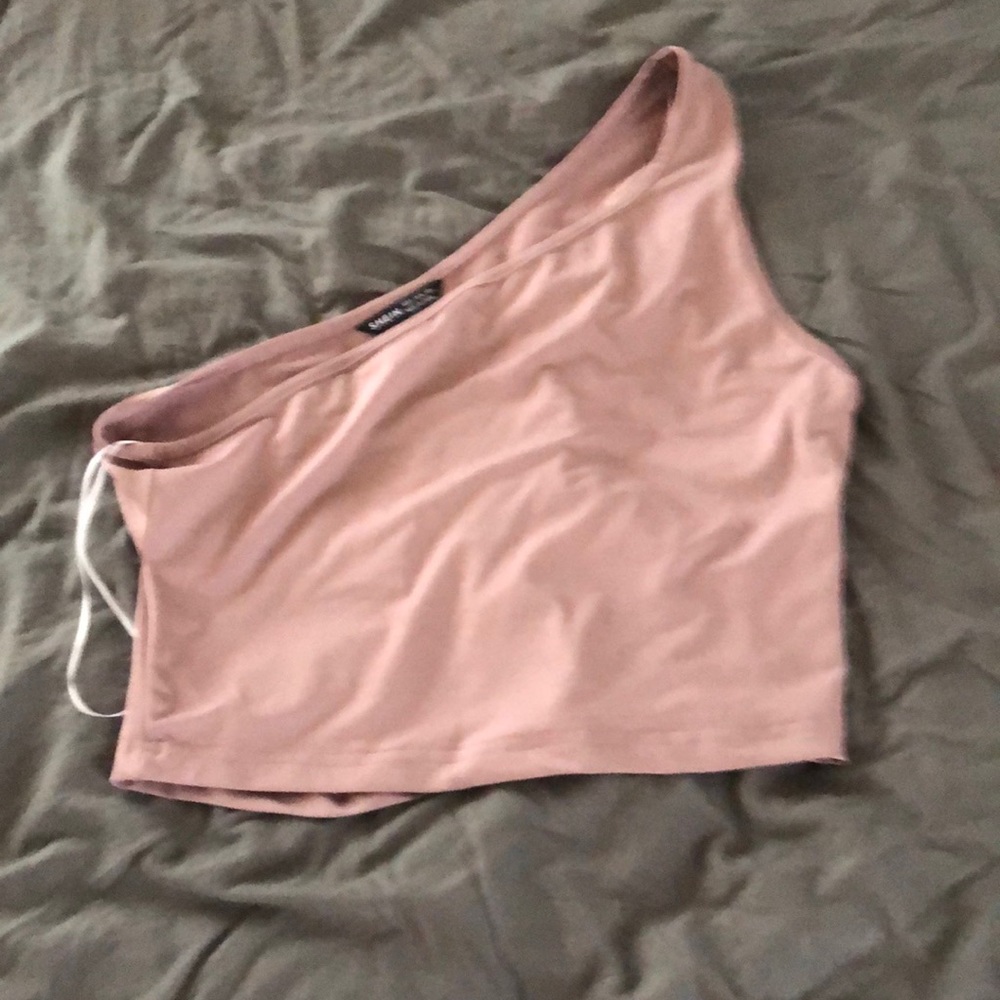 Blush shein one shoulder crop top size 4